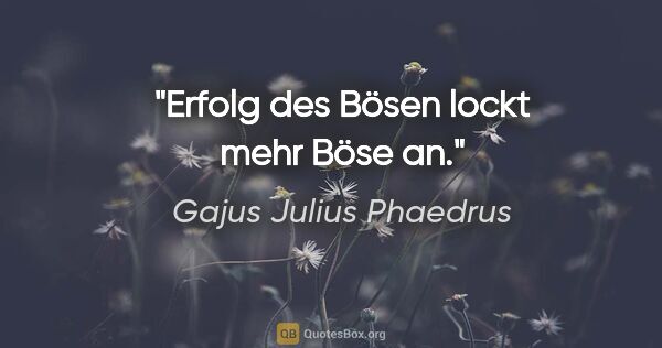 Gajus Julius Phaedrus Zitat: "Erfolg des Bösen lockt mehr Böse an."