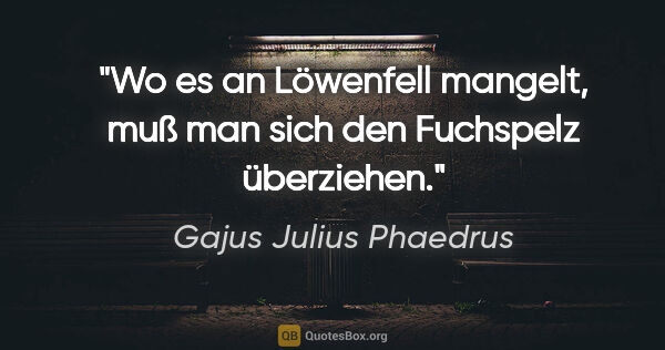 Gajus Julius Phaedrus Zitat: "Wo es an Löwenfell mangelt, muß man sich den Fuchspelz..."