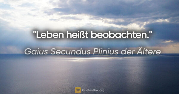 Gaius Secundus Plinius der Ältere Zitat: "Leben heißt beobachten."