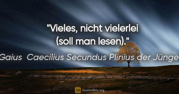 Gaius  Caecilius Secundus Plinius der Jüngere Zitat: "Vieles, nicht vielerlei (soll man lesen)."
