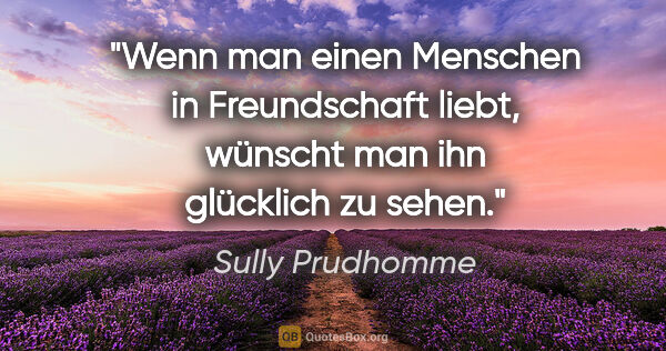 Sully Prudhomme Zitat: "Wenn man einen Menschen in Freundschaft liebt, wünscht man ihn..."