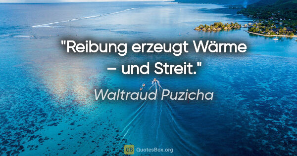 Waltraud Puzicha Zitat: "Reibung erzeugt Wärme – und Streit."