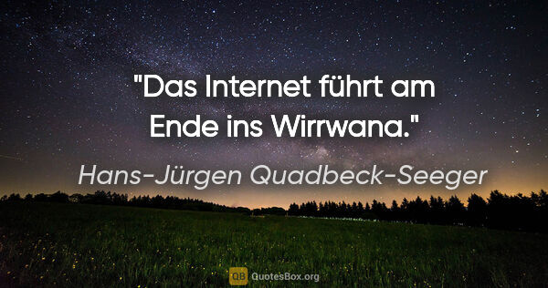 Hans-Jürgen Quadbeck-Seeger Zitat: "Das Internet führt am Ende ins Wirrwana."