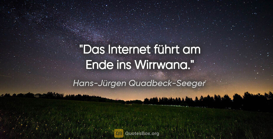 Hans-Jürgen Quadbeck-Seeger Zitat: "Das Internet führt am Ende ins Wirrwana."