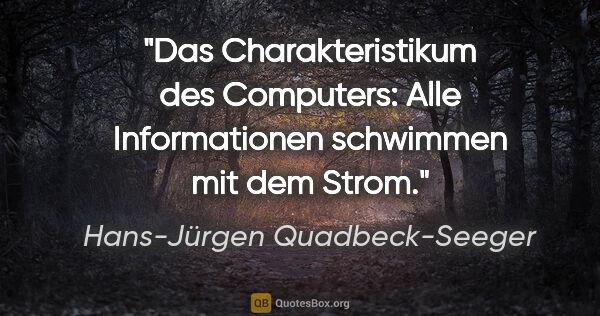 Hans-Jürgen Quadbeck-Seeger Zitat: "Das Charakteristikum des Computers: Alle Informationen..."