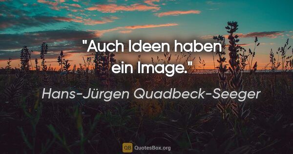 Hans-Jürgen Quadbeck-Seeger Zitat: "Auch Ideen haben ein Image."