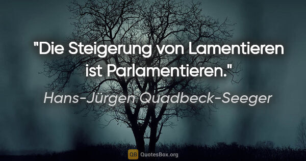 Hans-Jürgen Quadbeck-Seeger Zitat: "Die Steigerung von Lamentieren ist Parlamentieren."