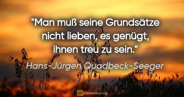 Hans-Jürgen Quadbeck-Seeger Zitat: "Man muß seine Grundsätze nicht lieben,
es genügt, ihnen treu..."