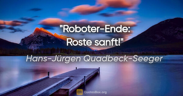 Hans-Jürgen Quadbeck-Seeger Zitat: "Roboter-Ende: Roste sanft!"