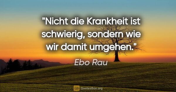 Ebo Rau Zitat: "Nicht die Krankheit ist schwierig, sondern wie wir damit umgehen."