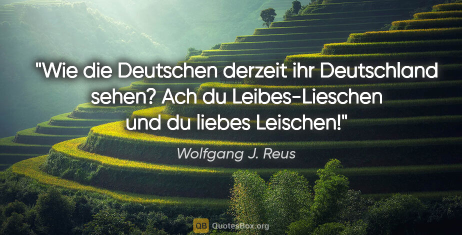 Wolfgang J. Reus Zitat: "Wie die Deutschen derzeit ihr Deutschland sehen? Ach du..."