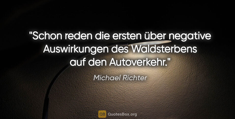 Michael Richter Zitat: "Schon reden die ersten über negative Auswirkungen des..."