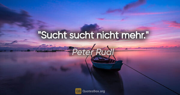 Peter Rudl Zitat: "Sucht sucht nicht mehr."