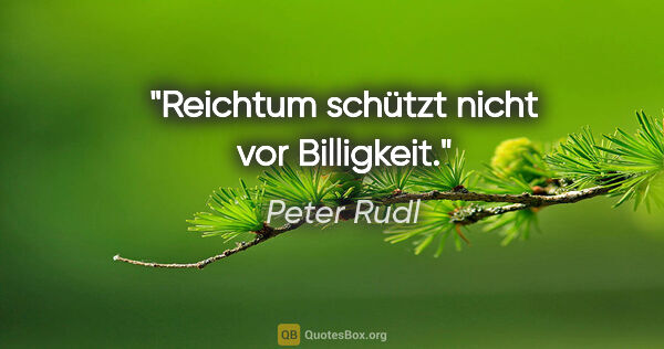 Peter Rudl Zitat: "Reichtum schützt nicht vor Billigkeit."