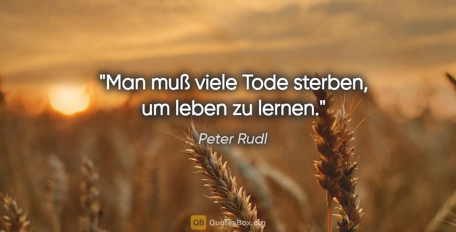 Peter Rudl Zitat: "Man muß viele Tode sterben, um leben zu lernen."