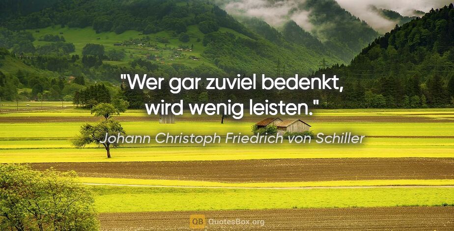 Johann Christoph Friedrich von Schiller Zitat: "Wer gar zuviel bedenkt, wird wenig leisten."