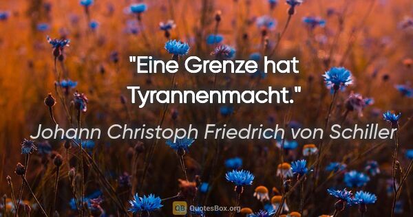 Johann Christoph Friedrich von Schiller Zitat: "Eine Grenze hat Tyrannenmacht."