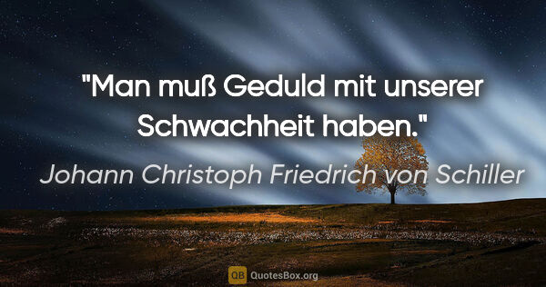 Johann Christoph Friedrich von Schiller Zitat: "Man muß Geduld mit unserer Schwachheit haben."