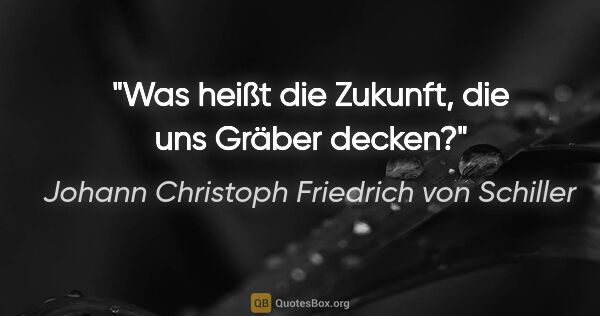 Johann Christoph Friedrich von Schiller Zitat: "Was heißt die Zukunft, die uns Gräber decken?"