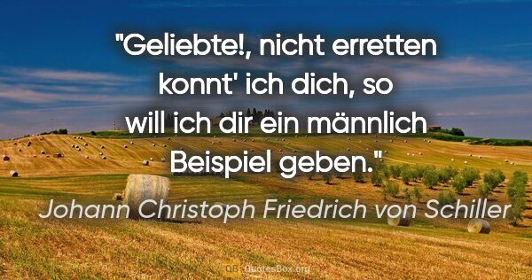 Johann Christoph Friedrich von Schiller Zitat: "Geliebte!, nicht erretten konnt' ich dich,
so will ich dir ein..."