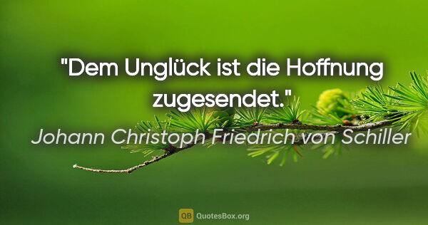 Johann Christoph Friedrich von Schiller Zitat: "Dem Unglück ist die Hoffnung zugesendet."