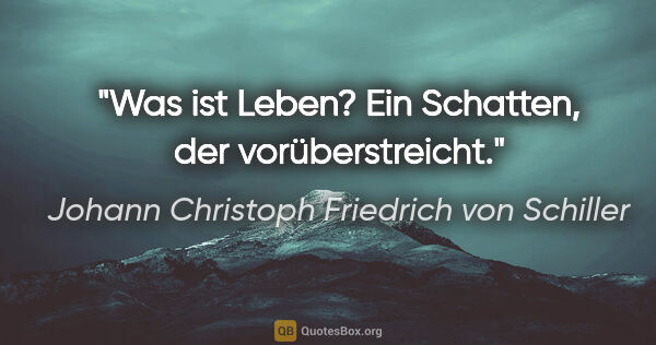 Johann Christoph Friedrich von Schiller Zitat: "Was ist Leben? Ein Schatten,
der vorüberstreicht."