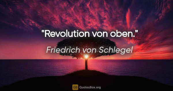 Friedrich von Schlegel Zitat: "Revolution von oben."