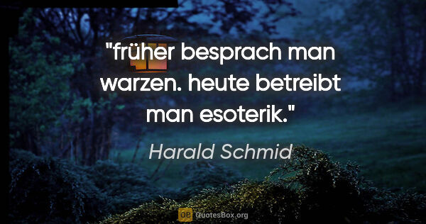 Harald Schmid Zitat: "früher besprach man warzen. heute betreibt man esoterik."