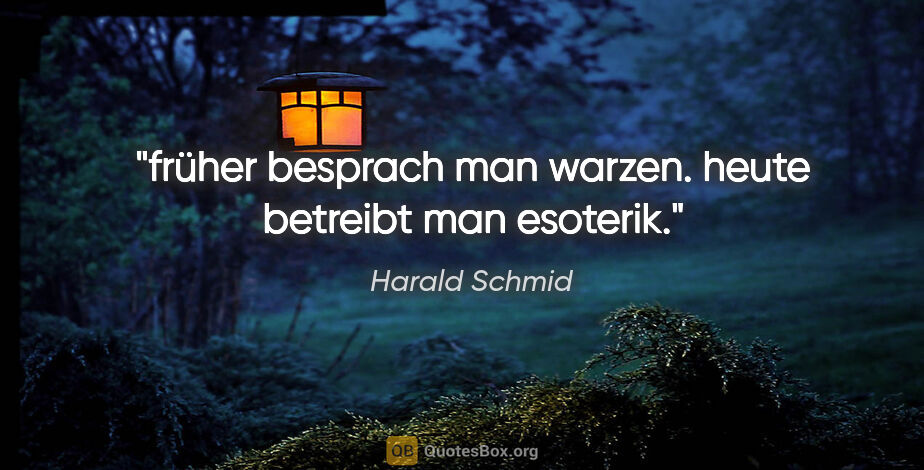 Harald Schmid Zitat: "früher besprach man warzen. heute betreibt man esoterik."