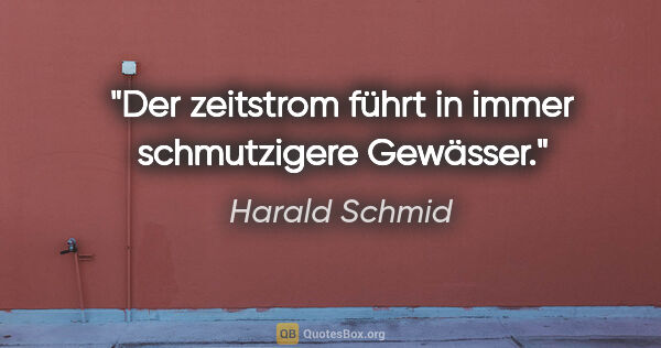 Harald Schmid Zitat: "Der zeitstrom führt in immer schmutzigere Gewässer."