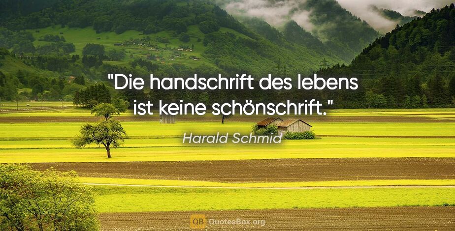 Harald Schmid Zitat: "Die handschrift des lebens ist keine schönschrift."