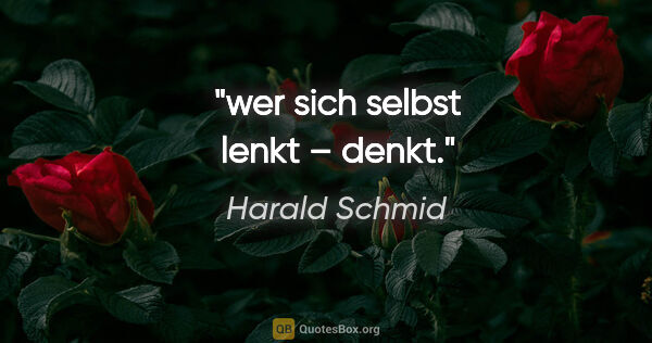 Harald Schmid Zitat: "wer sich selbst lenkt – denkt."