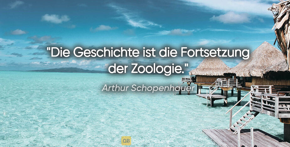 Arthur Schopenhauer Zitat: "Die Geschichte ist die Fortsetzung der Zoologie."