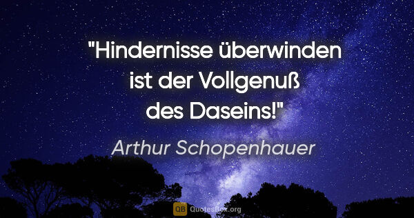 Arthur Schopenhauer Zitat: "Hindernisse überwinden ist der Vollgenuß des Daseins!"