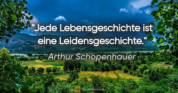 Arthur Schopenhauer Zitat: "Jede Lebensgeschichte ist eine Leidensgeschichte."