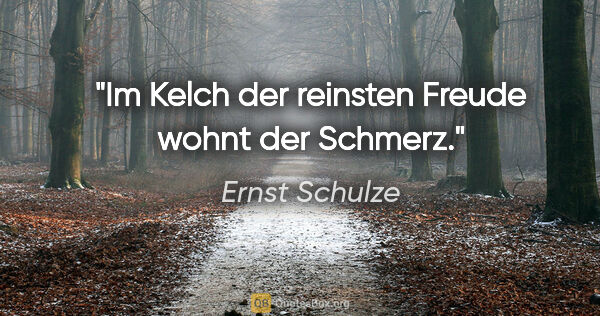 Ernst Schulze Zitat: "Im Kelch der reinsten Freude wohnt der Schmerz."