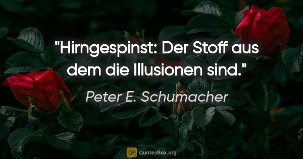Peter E. Schumacher Zitat: "Hirngespinst: Der Stoff aus dem die Illusionen sind."