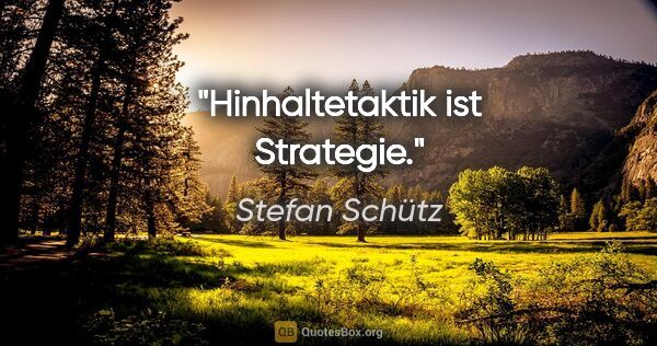 Stefan Schütz Zitat: "Hinhaltetaktik ist Strategie."