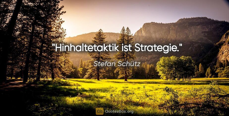 Stefan Schütz Zitat: "Hinhaltetaktik ist Strategie."