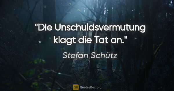 Stefan Schütz Zitat: "Die Unschuldsvermutung klagt die Tat an."