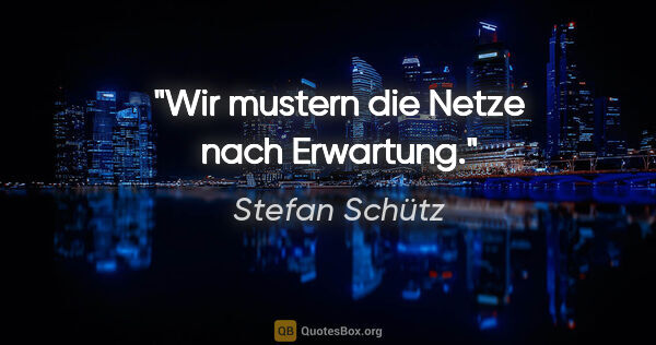 Stefan Schütz Zitat: "Wir mustern die Netze nach Erwartung."