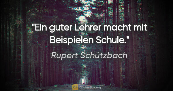 Rupert Schützbach Zitat: "Ein guter Lehrer macht mit Beispielen Schule."