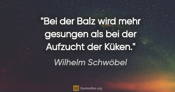 Wilhelm Schwöbel Zitat: "Bei der Balz wird mehr gesungen als bei der Aufzucht der Küken."