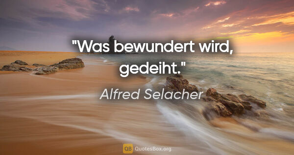 Alfred Selacher Zitat: "Was bewundert wird, gedeiht."