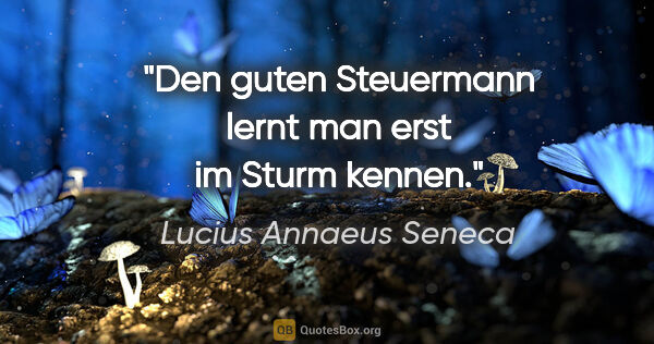 Lucius Annaeus Seneca Zitat: "Den guten Steuermann lernt man erst im Sturm kennen."
