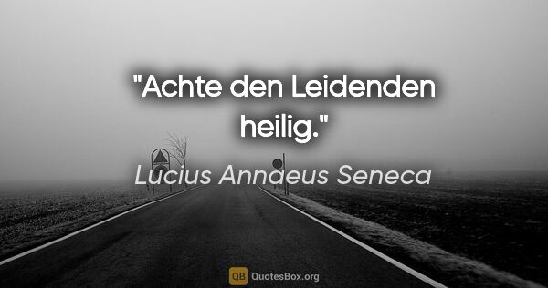 Lucius Annaeus Seneca Zitat: "Achte den Leidenden heilig."
