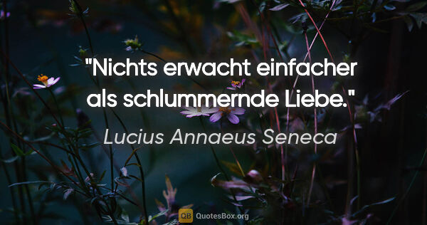 Lucius Annaeus Seneca Zitat: "Nichts erwacht einfacher als schlummernde Liebe."