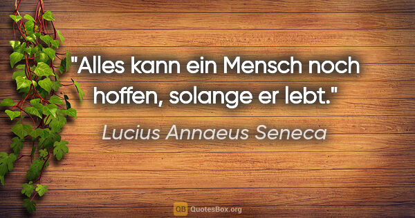 Lucius Annaeus Seneca Zitat: "Alles kann ein Mensch noch hoffen, solange er lebt."