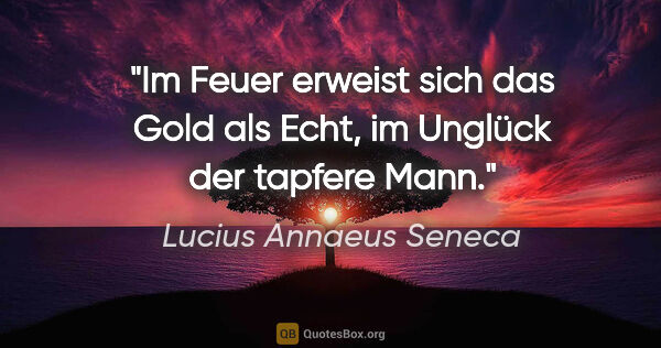 Lucius Annaeus Seneca Zitat: "Im Feuer erweist sich das Gold als Echt,
im Unglück der..."