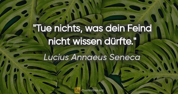 Lucius Annaeus Seneca Zitat: "Tue nichts, was dein Feind nicht wissen dürfte."